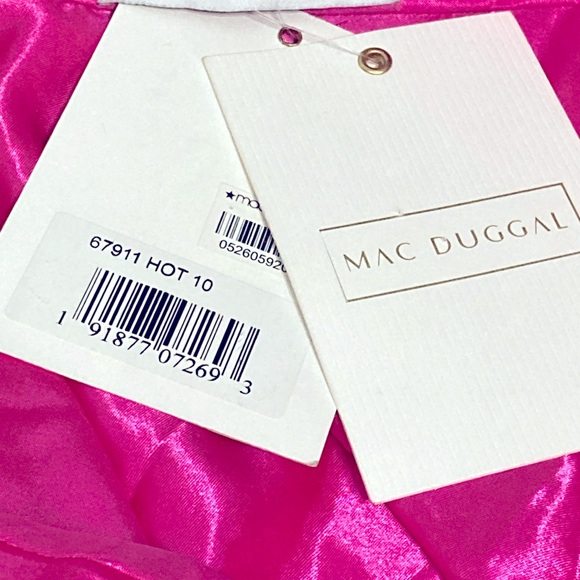 NWT Mac Duggal 67911 Hot Pink Ruffle Tied Cut-Out Chiffon Gown - Sz 10 - Picture 8 of 10